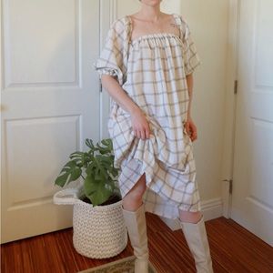 Fable Vintage Plaid Flowy Dress Open S/M